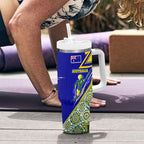 Personalized Australia Swimming Athlete Tumbler With Handle Aboriginal Dot Pattern Competitive Swimmer Patriotic