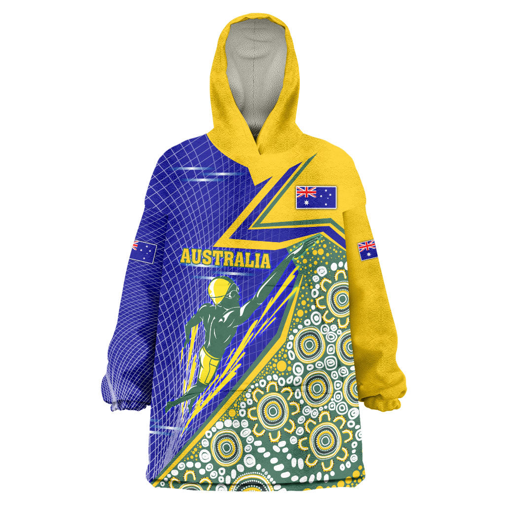 Personalized Australia Swimming Athlete Wearable Blanket Hoodie Aboriginal Dot Pattern Competitive Swimmer Patriotic