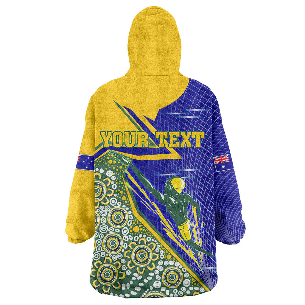Personalized Australia Swimming Athlete Wearable Blanket Hoodie Aboriginal Dot Pattern Competitive Swimmer Patriotic