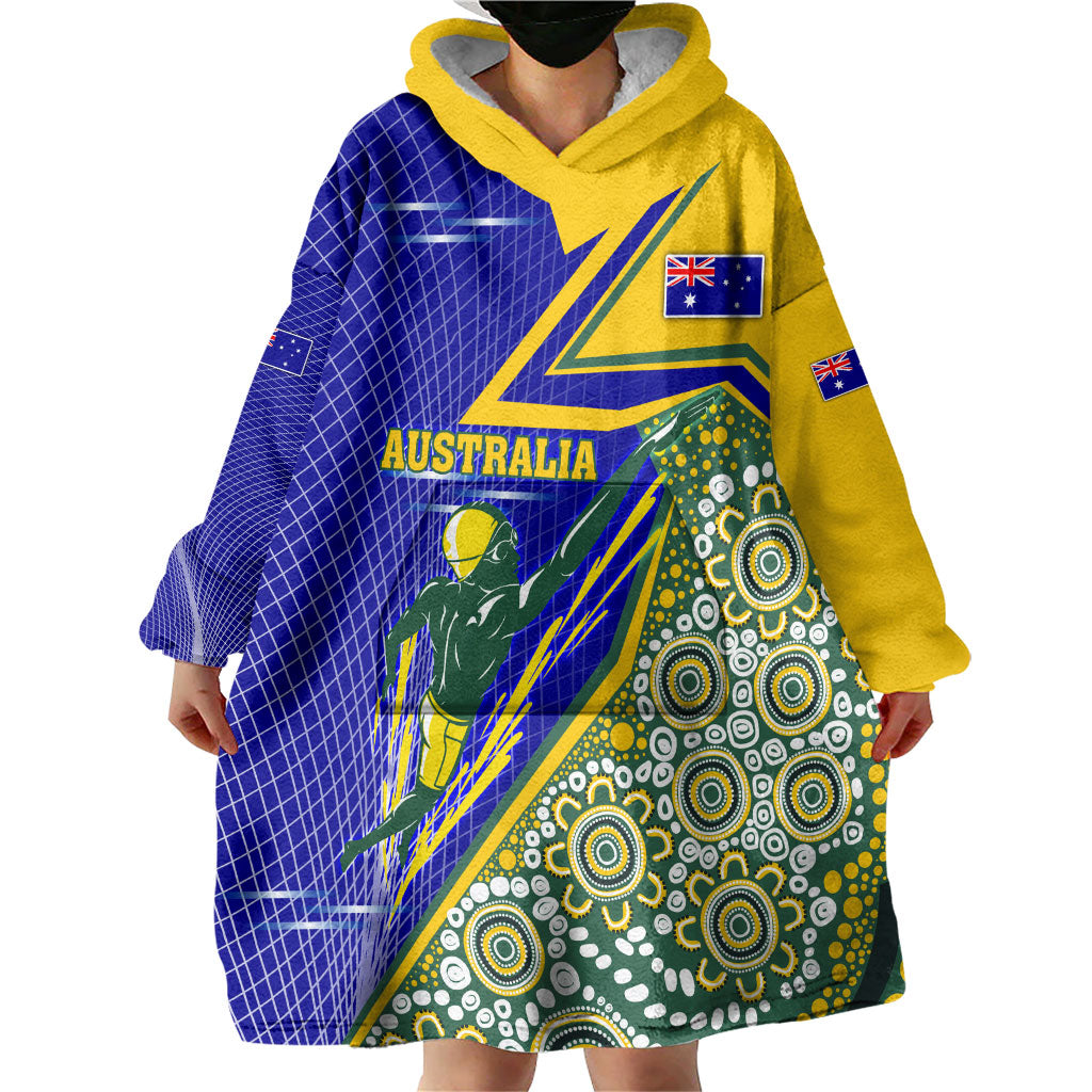 Personalized Australia Swimming Athlete Wearable Blanket Hoodie Aboriginal Dot Pattern Competitive Swimmer Patriotic