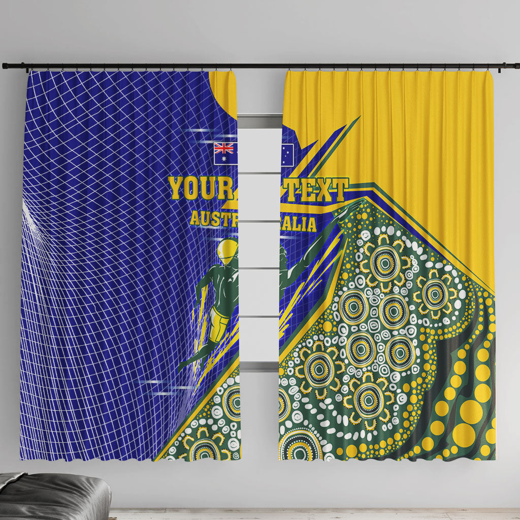 Personalized Australia Swimming Athlete Window Curtain Aboriginal Dot Pattern Competitive Swimmer Patriotic