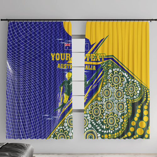 Personalized Australia Swimming Athlete Window Curtain Aboriginal Dot Pattern Competitive Swimmer Patriotic