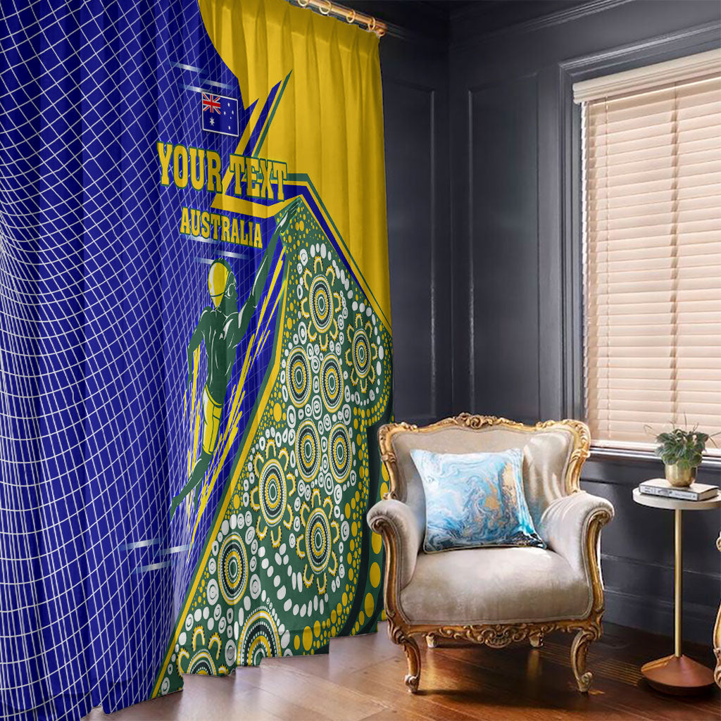 Personalized Australia Swimming Athlete Window Curtain Aboriginal Dot Pattern Competitive Swimmer Patriotic