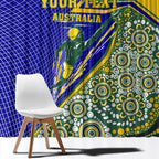 Personalized Australia Swimming Athlete Window Curtain Aboriginal Dot Pattern Competitive Swimmer Patriotic