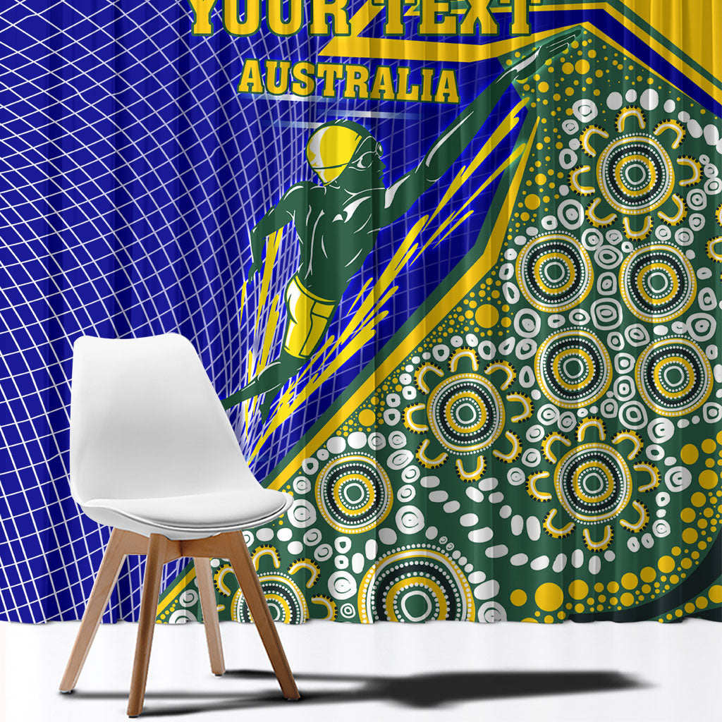 Personalized Australia Swimming Athlete Window Curtain Aboriginal Dot Pattern Competitive Swimmer Patriotic