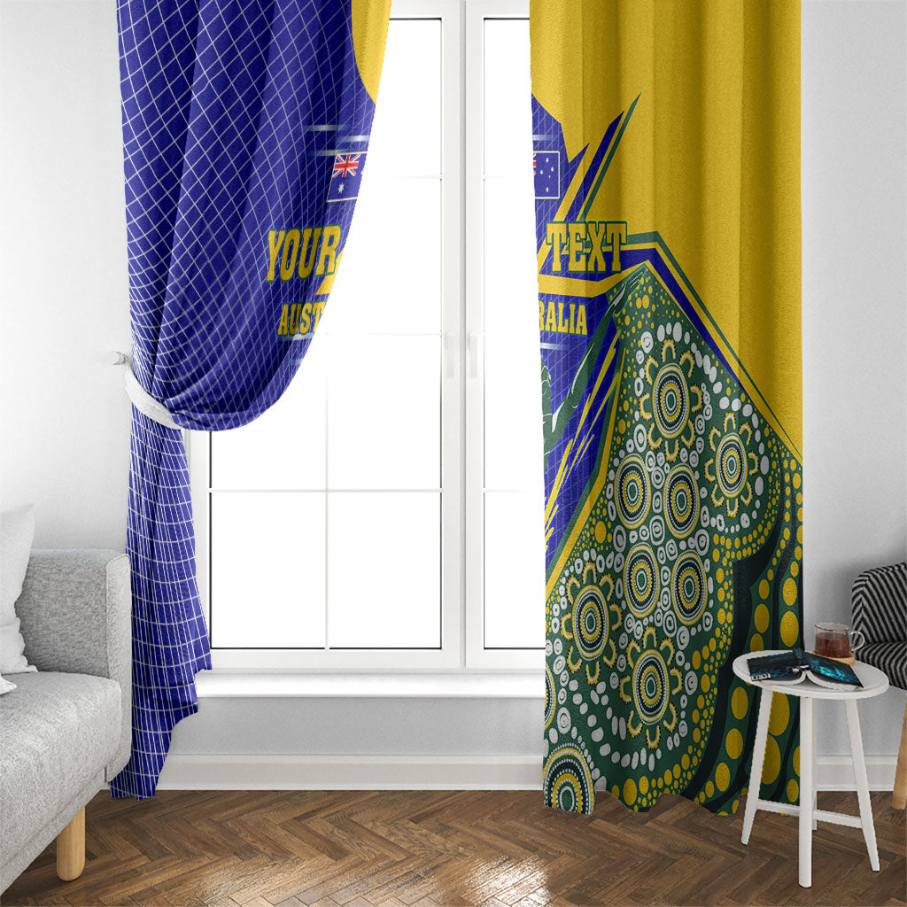 Personalized Australia Swimming Athlete Window Curtain Aboriginal Dot Pattern Competitive Swimmer Patriotic