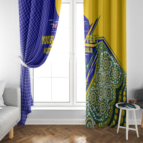 Personalized Australia Swimming Athlete Window Curtain Aboriginal Dot Pattern Competitive Swimmer Patriotic