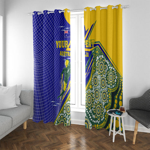 Personalized Australia Swimming Athlete Window Curtain Aboriginal Dot Pattern Competitive Swimmer Patriotic