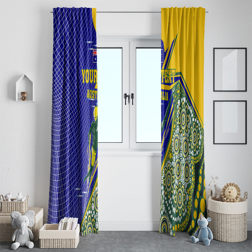 Personalized Australia Swimming Athlete Window Curtain Aboriginal Dot Pattern Competitive Swimmer Patriotic