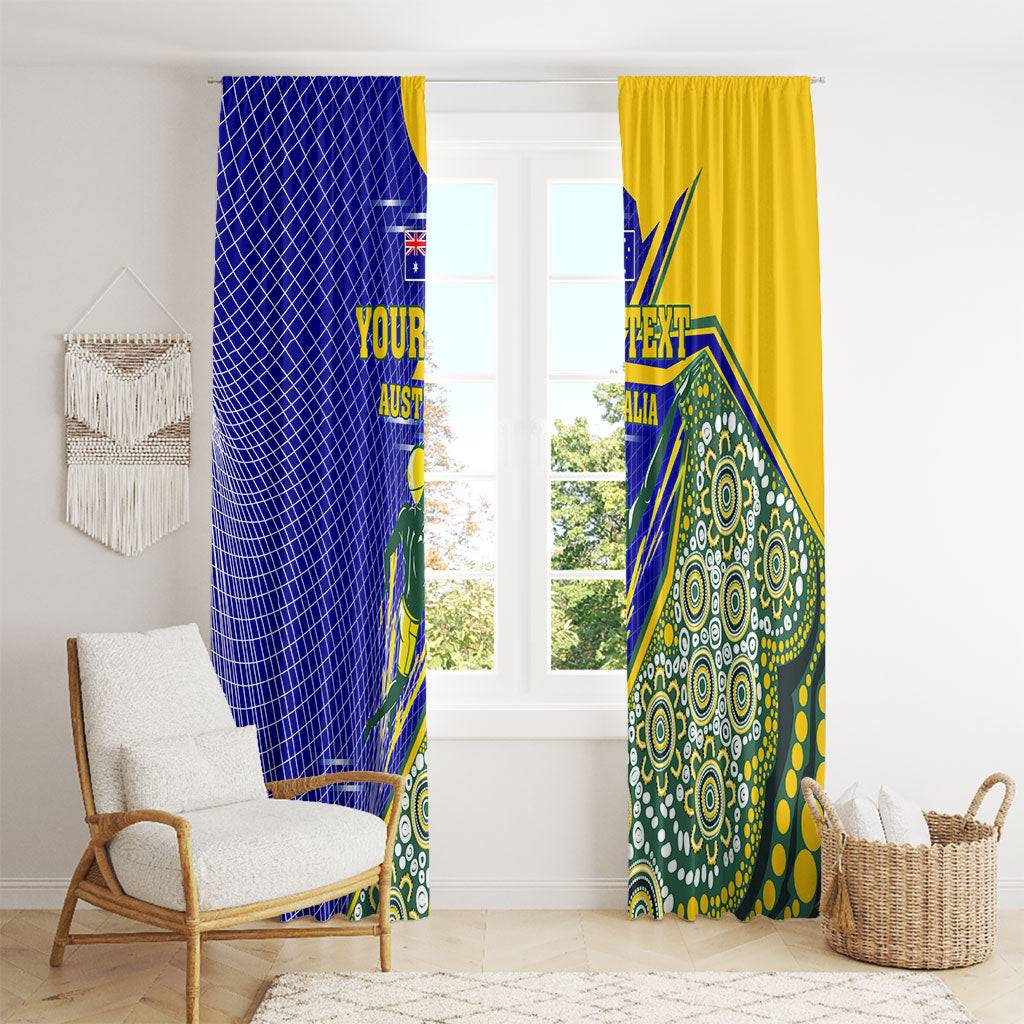 Personalized Australia Swimming Athlete Window Curtain Aboriginal Dot Pattern Competitive Swimmer Patriotic