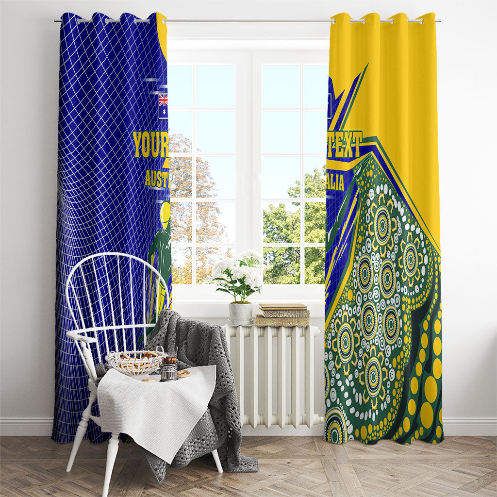 Personalized Australia Swimming Athlete Window Curtain Aboriginal Dot Pattern Competitive Swimmer Patriotic