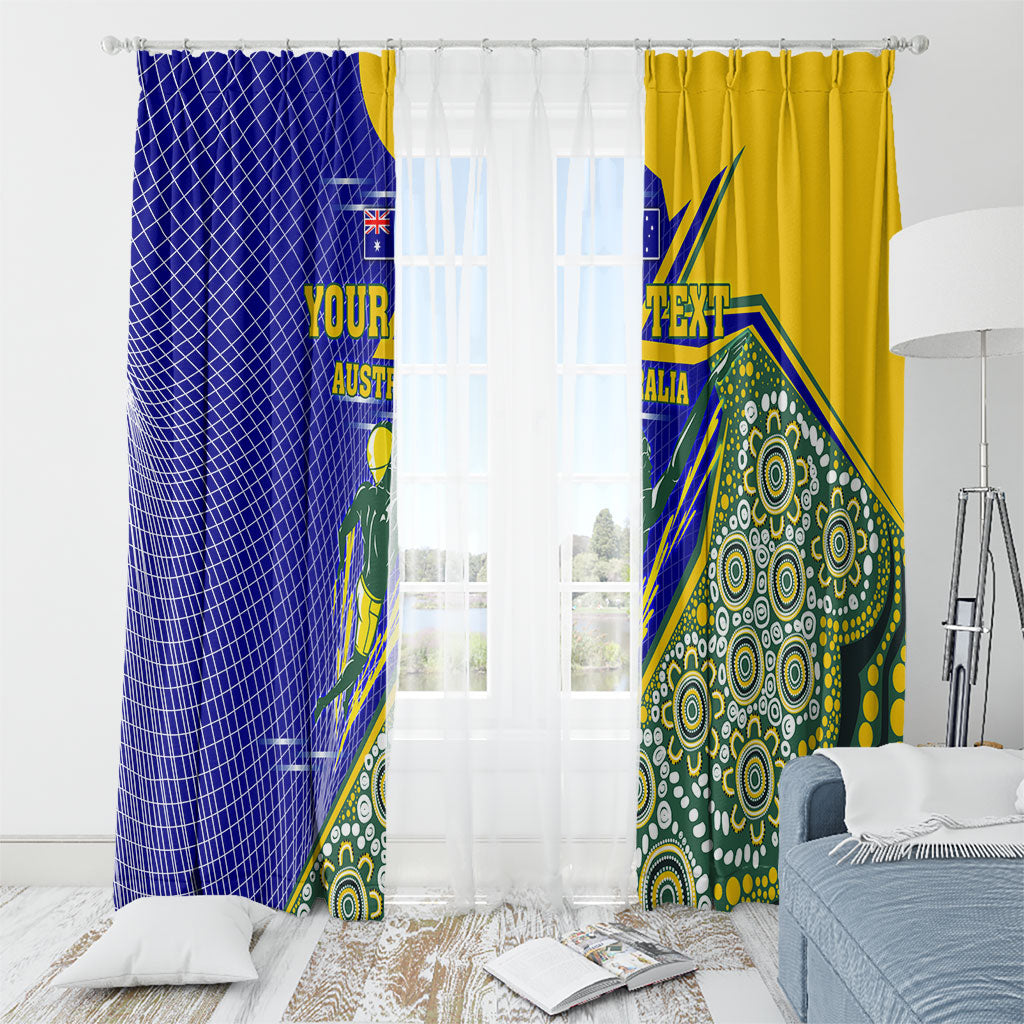 Personalized Australia Swimming Athlete Window Curtain Aboriginal Dot Pattern Competitive Swimmer Patriotic