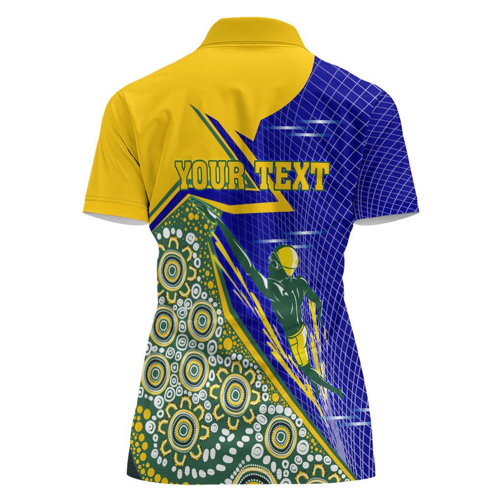 Personalized Australia Swimming Athlete Women Polo Shirt Aboriginal Dot Pattern Competitive Swimmer Patriotic