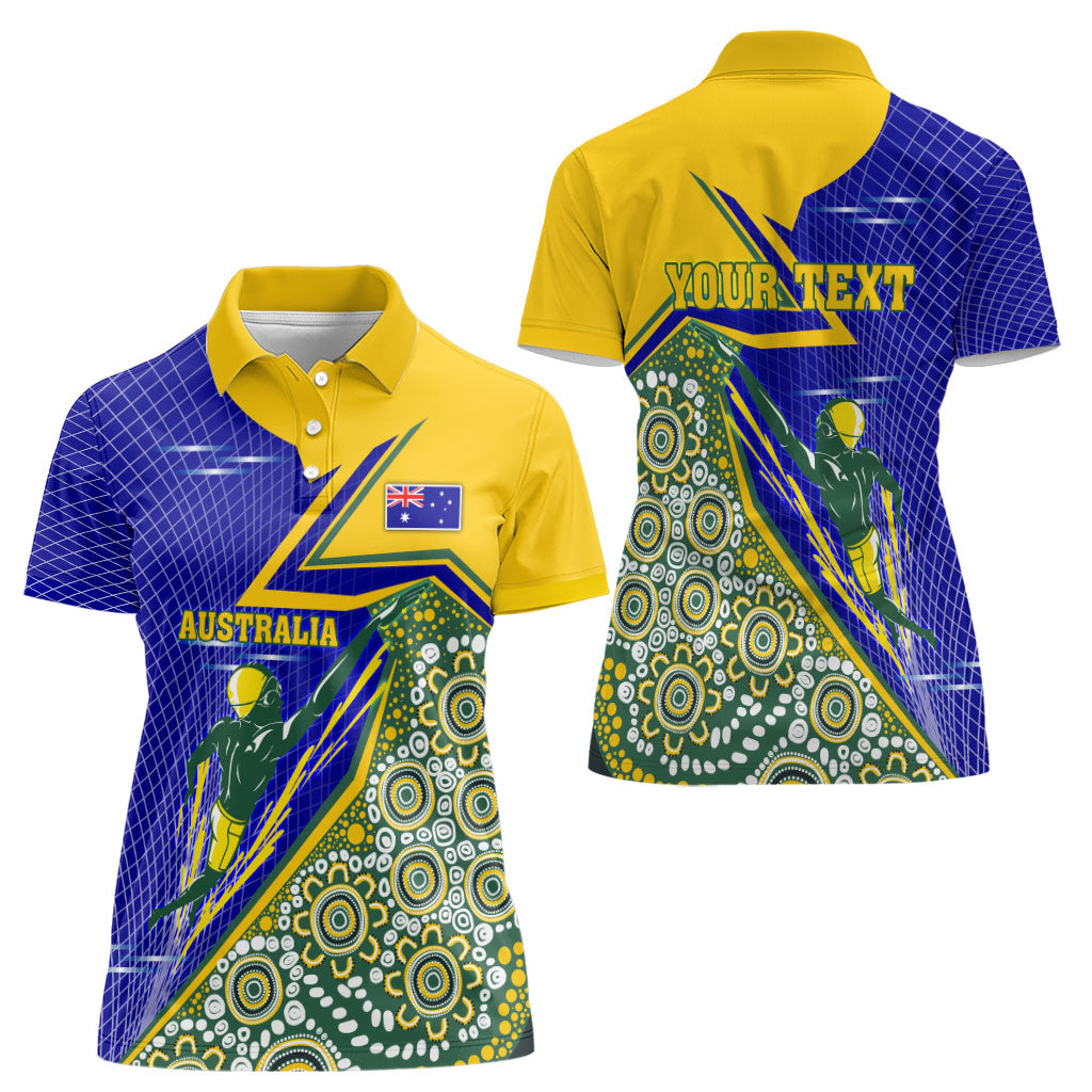 Personalized Australia Swimming Athlete Women Polo Shirt Aboriginal Dot Pattern Competitive Swimmer Patriotic