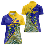 Personalized Australia Swimming Athlete Women Polo Shirt Aboriginal Dot Pattern Competitive Swimmer Patriotic