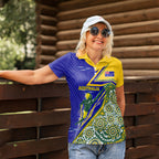 Personalized Australia Swimming Athlete Women Polo Shirt Aboriginal Dot Pattern Competitive Swimmer Patriotic
