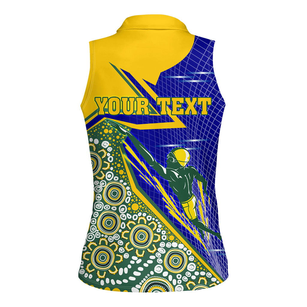 Personalized Australia Swimming Athlete Women Sleeveless Polo Shirt Aboriginal Dot Pattern Competitive Swimmer Patriotic