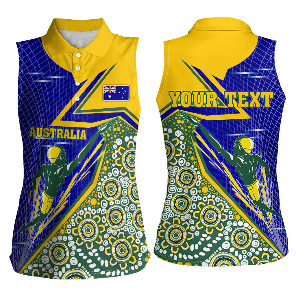 Personalized Australia Swimming Athlete Women Sleeveless Polo Shirt Aboriginal Dot Pattern Competitive Swimmer Patriotic