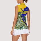 Personalized Australia Swimming Athlete Women Sleeveless Polo Shirt Aboriginal Dot Pattern Competitive Swimmer Patriotic