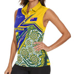 Personalized Australia Swimming Athlete Women Sleeveless Polo Shirt Aboriginal Dot Pattern Competitive Swimmer Patriotic