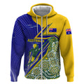 Personalized Australia Swimming Athlete Zip Hoodie Aboriginal Dot Pattern Competitive Swimmer Patriotic