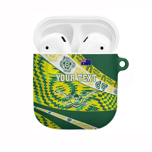Personalised Australia Swimming Athlete AirPods Case Aboriginal Pattern Freestyle Swimmer Patriotic