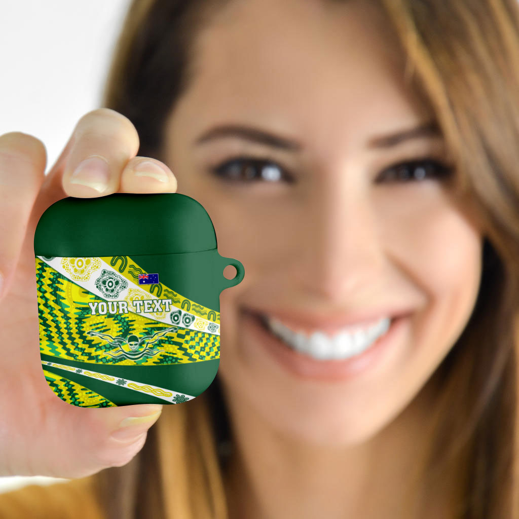 Personalised Australia Swimming Athlete AirPods Case Aboriginal Pattern Freestyle Swimmer Patriotic