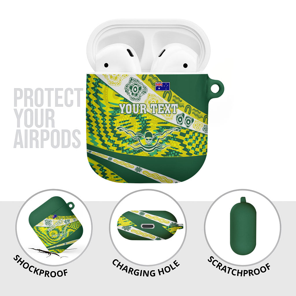 Personalised Australia Swimming Athlete AirPods Case Aboriginal Pattern Freestyle Swimmer Patriotic