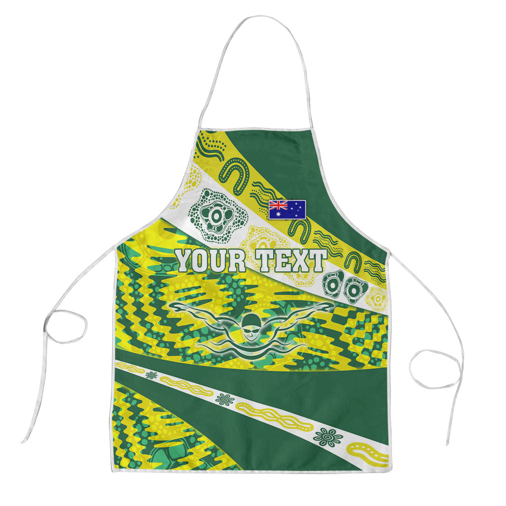 Personalised Australia Swimming Athlete Apron Aboriginal Pattern Freestyle Swimmer Patriotic
