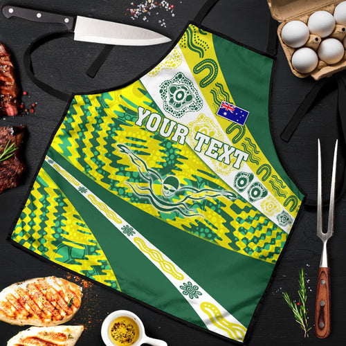 Personalised Australia Swimming Athlete Apron Aboriginal Pattern Freestyle Swimmer Patriotic