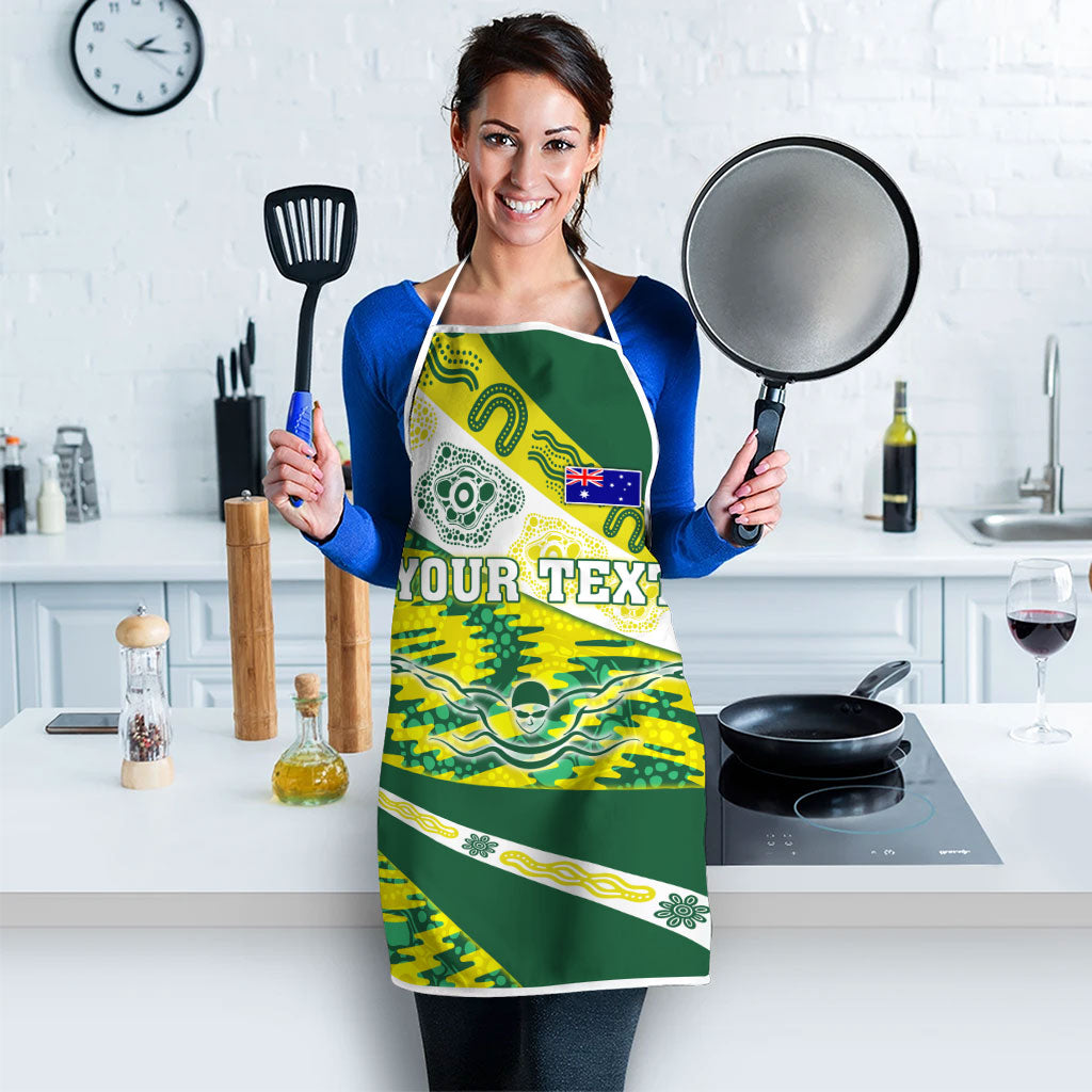Personalised Australia Swimming Athlete Apron Aboriginal Pattern Freestyle Swimmer Patriotic