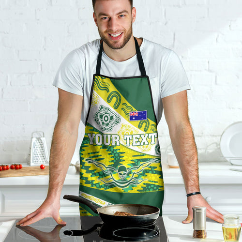 Personalised Australia Swimming Athlete Apron Aboriginal Pattern Freestyle Swimmer Patriotic