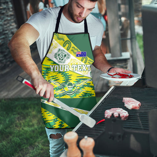 Personalised Australia Swimming Athlete Apron Aboriginal Pattern Freestyle Swimmer Patriotic