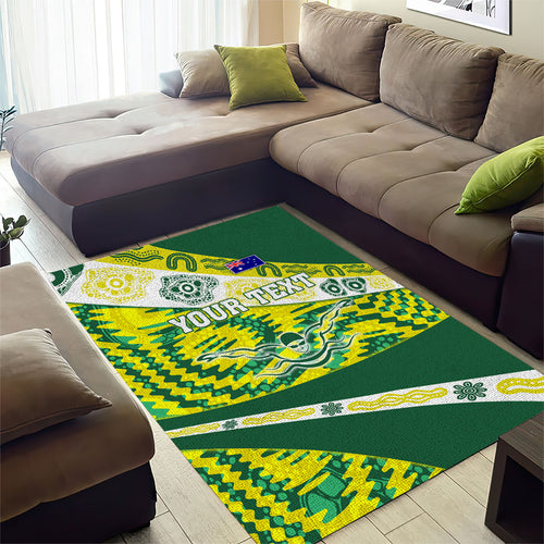 Personalised Australia Swimming Athlete Area Rug Aboriginal Pattern Freestyle Swimmer Patriotic