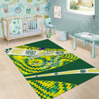 Personalised Australia Swimming Athlete Area Rug Aboriginal Pattern Freestyle Swimmer Patriotic
