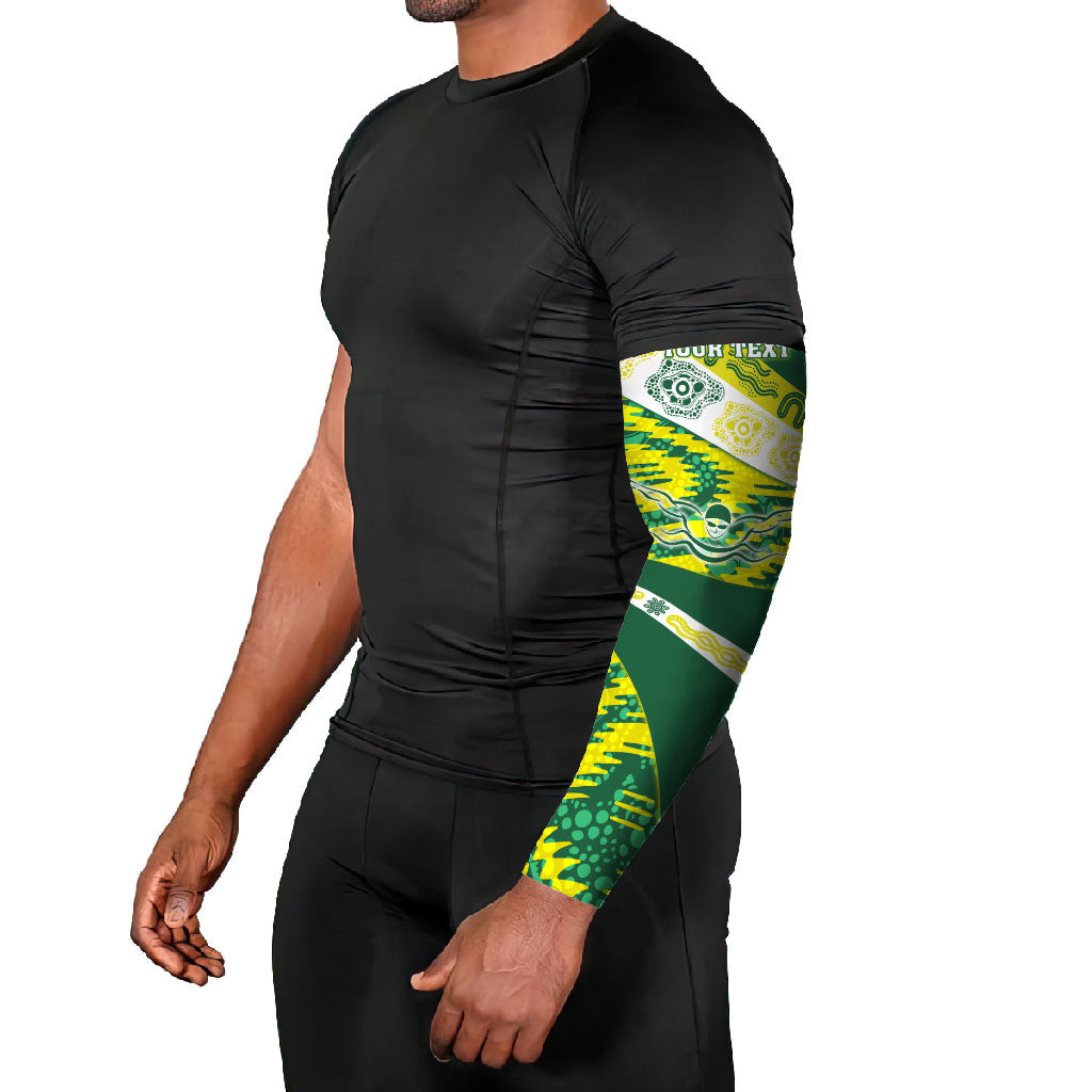 Personalised Australia Swimming Athlete Arm Sleeves Aboriginal Pattern Freestyle Swimmer Patriotic