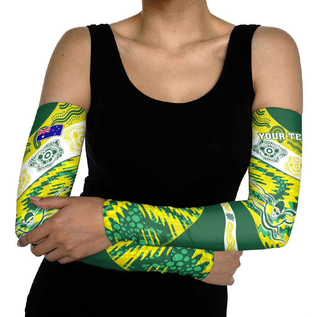 Personalised Australia Swimming Athlete Arm Sleeves Aboriginal Pattern Freestyle Swimmer Patriotic