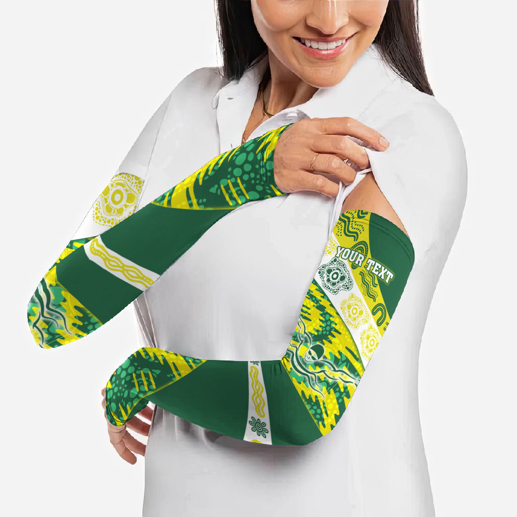 Personalised Australia Swimming Athlete Arm Sleeves Aboriginal Pattern Freestyle Swimmer Patriotic