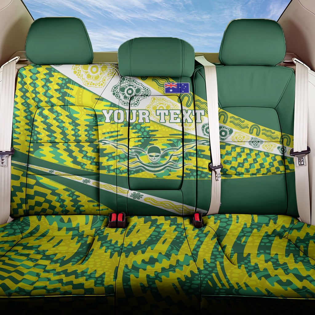 Personalised Australia Swimming Athlete Back Car Seat Cover Aboriginal Pattern Freestyle Swimmer Patriotic