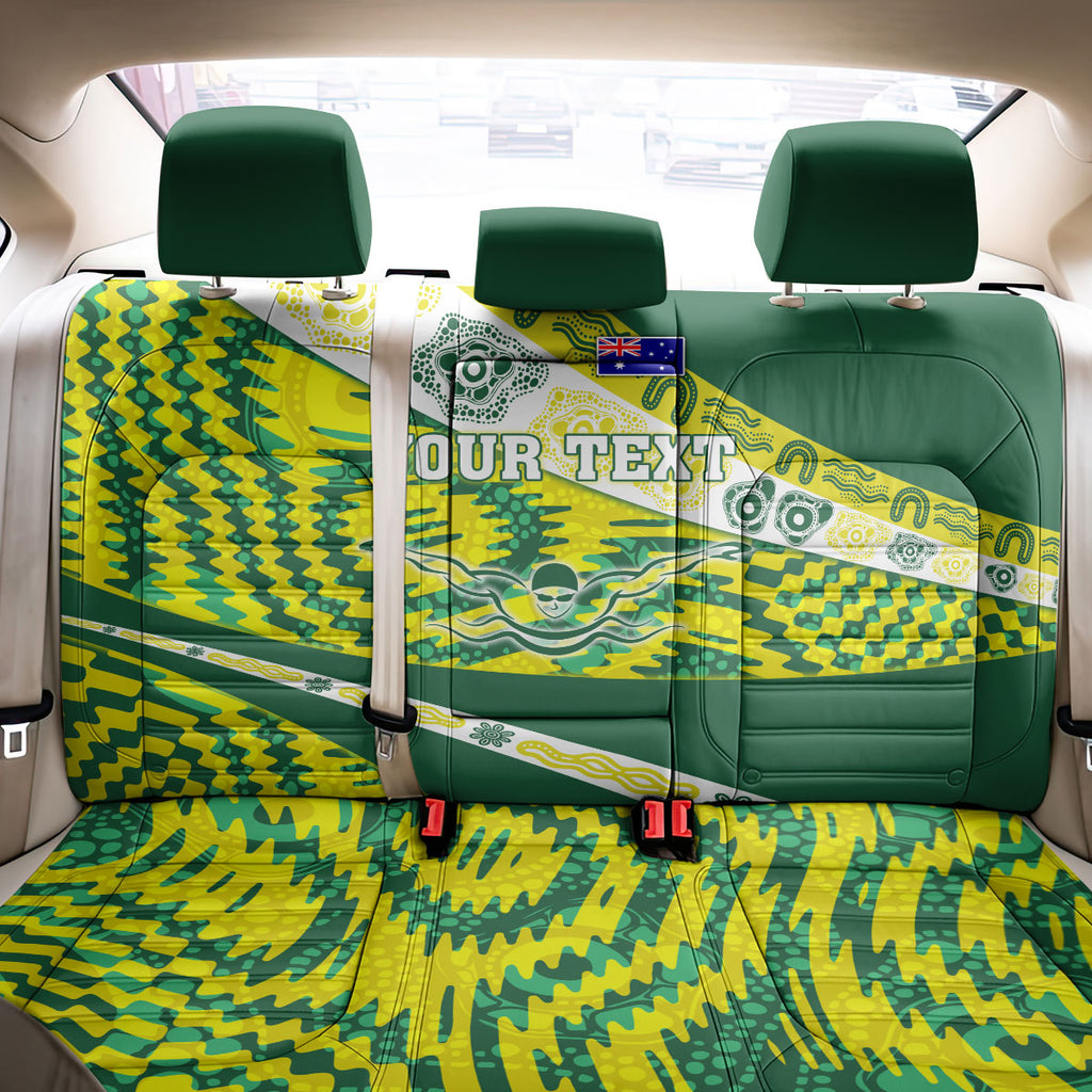 Personalised Australia Swimming Athlete Back Car Seat Cover Aboriginal Pattern Freestyle Swimmer Patriotic