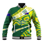 Personalised Australia Swimming Athlete Baseball Jacket Aboriginal Pattern Freestyle Swimmer Patriotic