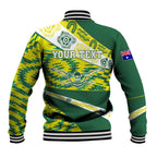 Personalised Australia Swimming Athlete Baseball Jacket Aboriginal Pattern Freestyle Swimmer Patriotic