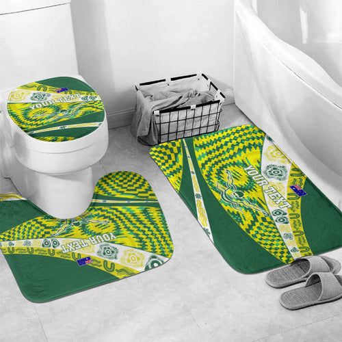 Personalised Australia Swimming Athlete Bathroom Set Aboriginal Pattern Freestyle Swimmer Patriotic