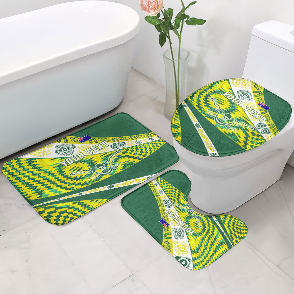 Personalised Australia Swimming Athlete Bathroom Set Aboriginal Pattern Freestyle Swimmer Patriotic