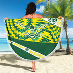 Personalised Australia Swimming Athlete Beach Blanket Aboriginal Pattern Freestyle Swimmer Patriotic