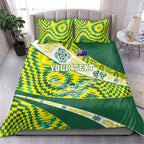 Personalised Australia Swimming Athlete Bedding Set Aboriginal Pattern Freestyle Swimmer Patriotic