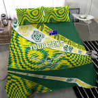 Personalised Australia Swimming Athlete Bedding Set Aboriginal Pattern Freestyle Swimmer Patriotic