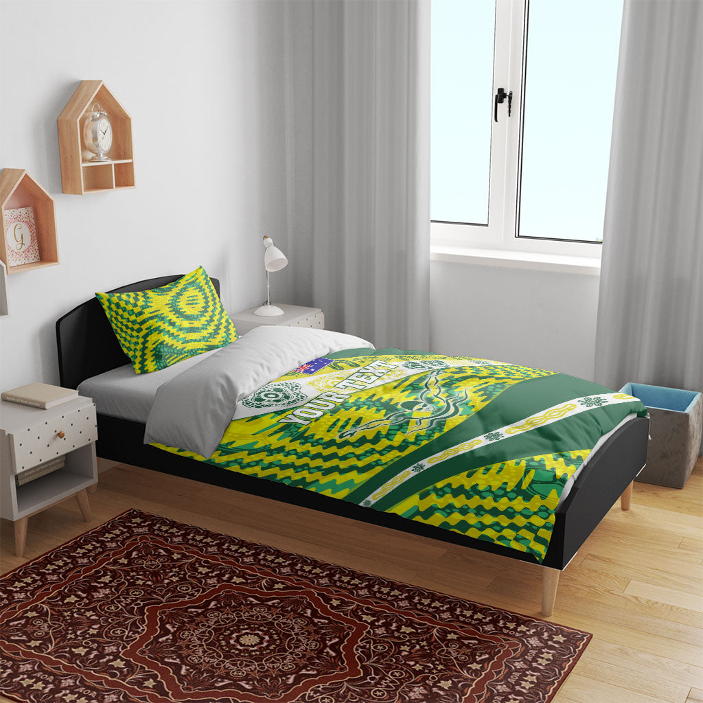 Personalised Australia Swimming Athlete Bedding Set Aboriginal Pattern Freestyle Swimmer Patriotic