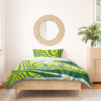 Personalised Australia Swimming Athlete Bedding Set Aboriginal Pattern Freestyle Swimmer Patriotic