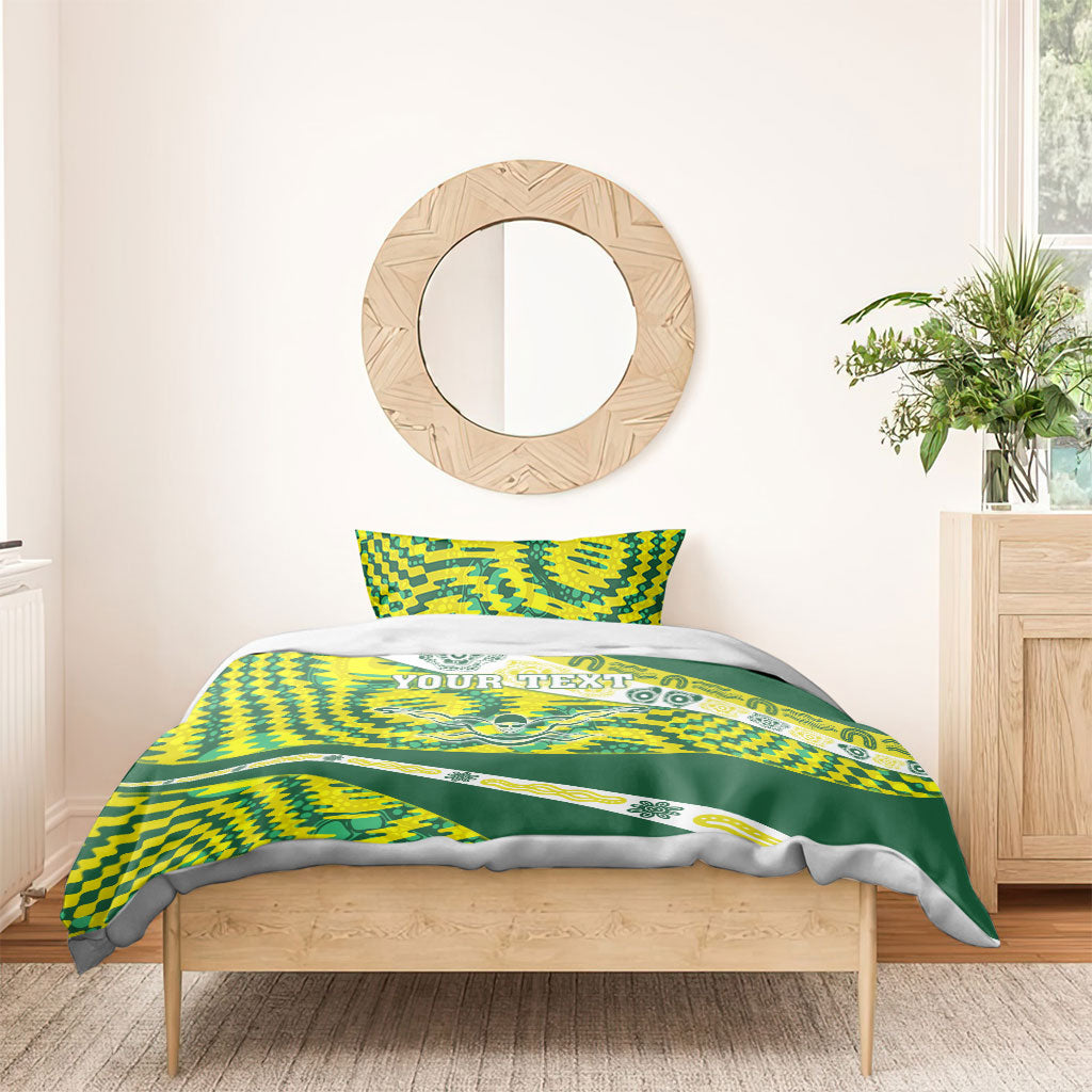 Personalised Australia Swimming Athlete Bedding Set Aboriginal Pattern Freestyle Swimmer Patriotic